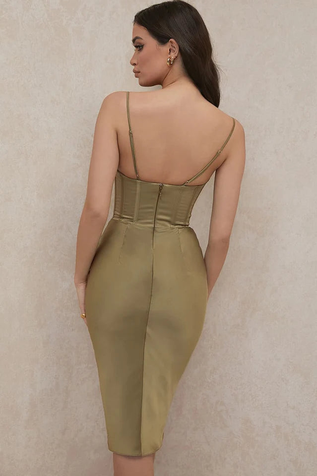 Absolute Elegance Satin Corset Midi Dress